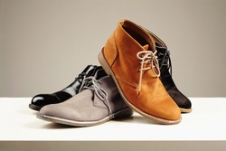 a lot of men's shoes.men fashion still life.boots