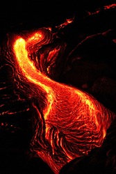 Red Hot Lava Flow at the Big Island of Hawaii
