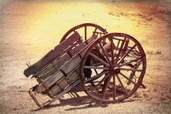 Vintage Broken Down Horse Carriage. Isolated. Stock Image.