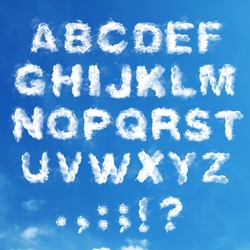 Set - the English alphabet from clouds