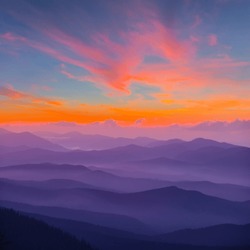 mountain ridge silhouette at the twilight