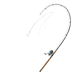 hooks, fishing tackles and Fishing line string lace belts that are strongly flush with curved rod.