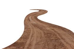 Red dirt road winding isolated on white background. This has clipping path.