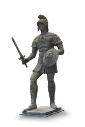 Roman statue solder isolated on white background. This has clipping path.