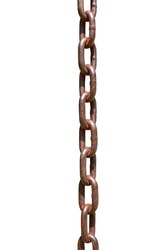 Closeup of old  metal chain links rusty  on chain isolated on white background. This has clipping path.