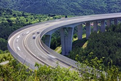 Fast traffic on the bridge of a slovenian highway