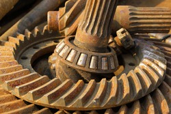 old rusty ball bearing, closeup of photo