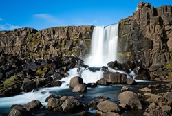Oxararfoss waterfall in Thingvellir National Park.