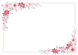 Vector watercolor flower frame with text space. 