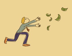 man run for money vector illustration