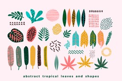 Set of abstract tropical leaves. Vector design elements.