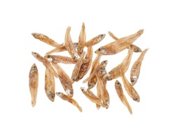 Dried fishes isolated on white background