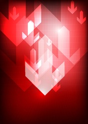 Vector : Down arrows on red grid background