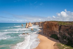 High cliffs of the Twelve Apostles, located at the Great Ocean Road, Victoria, Australia