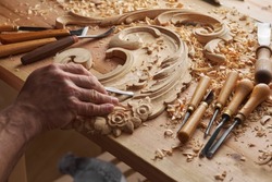 Woodworker's desk with cutters. Woodwork tools