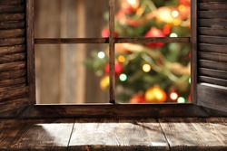free space on window sill and xmas tree 