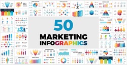 50 Marketing Infographic templates for your presentation. Included elements from sales funnels or human silhouettes to pricing plans, charts and reports.
