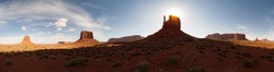 Wide angle super panorama of monument Valley's skyline