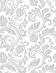Wallpaper in the style of Baroque. A seamless vector background. Gray and white texture. Floral ornament.