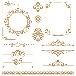 Vintage vector Set. Floral elements for design monograms, invitations, frames, menus and labels. Graphic design of the website, cafes, boutiques, hotels, wedding invitations.
