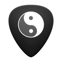 Illustration of an isolated guitar pick with a ying yang