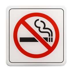 Square Red and Black No Smoking Sign Isolated on White Background.