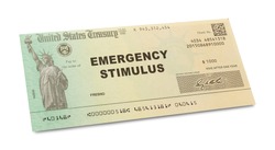 Emergency Stimulus Check Isolated on White Background.