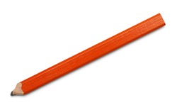 Rectangular Flat Orange Pencil Isolated on White Background.