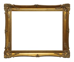 Old Gold Leaf Ornate Frame Isolated on White Background.
