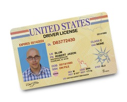 US Driver License Isolated on White Background.