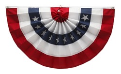 Stars and Stripes USA Pleated Bunting Isolated on White Background.
