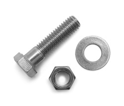 Screw, Nut and Washer Isolated on White Background.