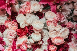 Beautiful flowers wall arrangement for background