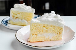 Sliced of delicious coconut layer cake