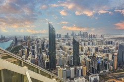 View of Abu Dhabi city, United Arab Emirates by day, view from the roof