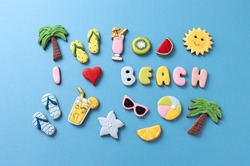 I love beach tropical summer theme cookies, decorated beach ball, sunglasses, sun, palm tree slippers concept