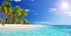 Palm Beach In Tropical Idyllic Paradise Island -  Caribbean - Guadalupe
