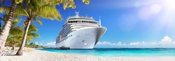 Cruise To Caribbean With Palm Trees - Tropical Beach Holiday
