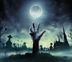 Zombie Hand Rising Out Of A Grave

