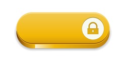 the blank glossy yellow button with lock pictogram / the access oval button / the button