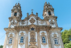 Beautiful Shrine of Our Lady of Remedies in Lamego, Portugal. The sight is a major pilgrimage church in the country, popular with tourists for its amazing baroque architecture.