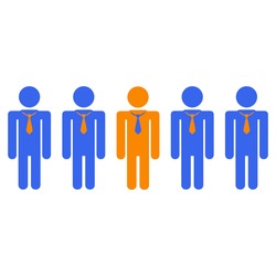 Simple image of business people and one of them different from the rest