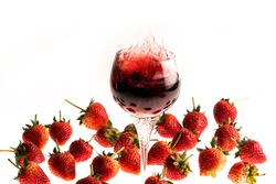fresh red strawberry wine 