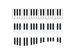 Piano keyboard simple icon set vector. Piano keys curved icon set vector. Piano keyboard musical instrument vector icon. Piano vector isolated on a white background