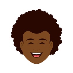 African american laughing young man head icon vector. Funny ethnic boy face icon isolated on a white background. Happy smiling black man portrait clip art