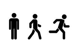 Man stands, walk and run icon set . People symbol . Vector illustration