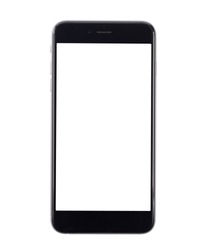 Cell phone on white background, isolated, close-up