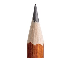Pencil point close-up on white background