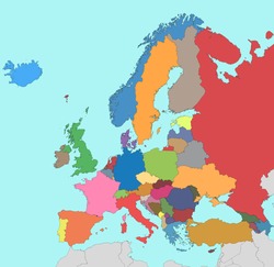 Colorful map of Europe