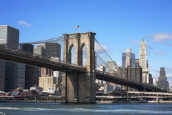New York skyline showing Brooklyn Bridge